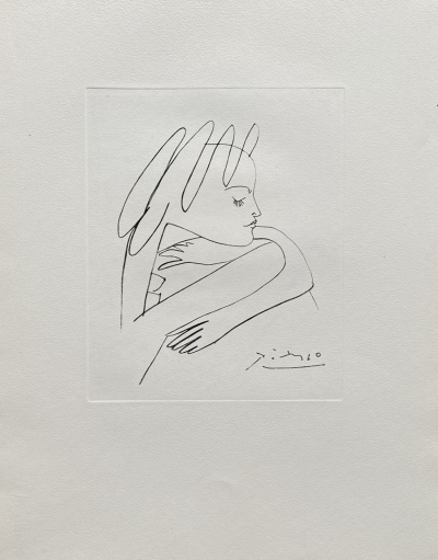 Pablo PICASSO - Femme de profil, 1954 - Gravure signée dans la planche 2